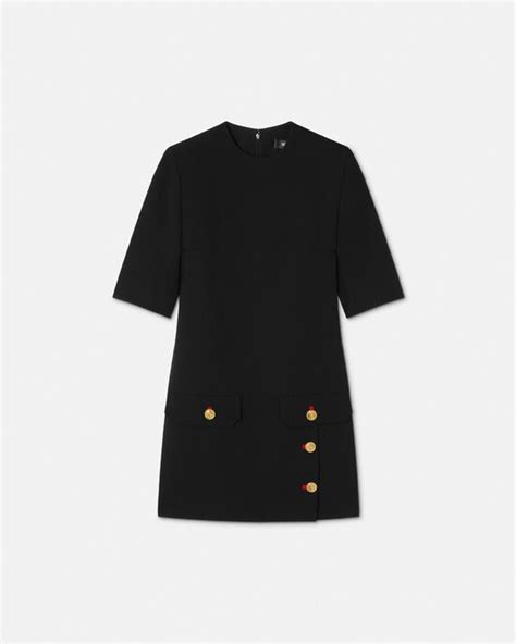 Wool Gabardine Shift Mini Dress 